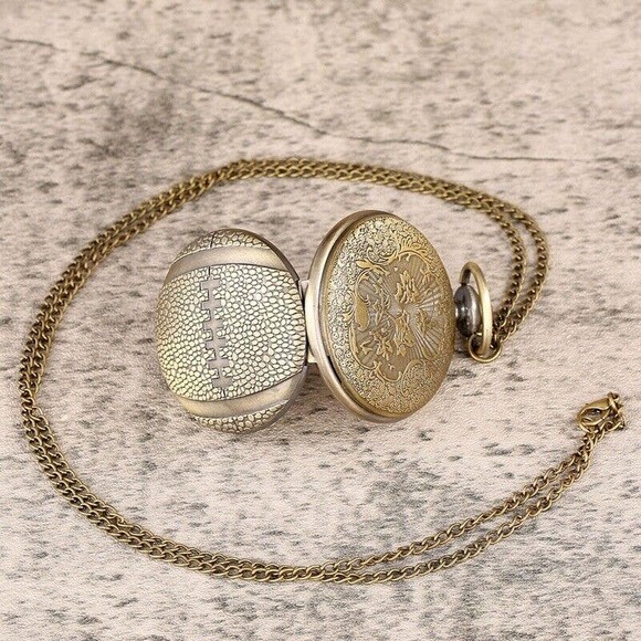 Football Pocket Watch NEW Sports Gift Rugby Pigskin Player MVP Award Prize - Picture 4 of 5